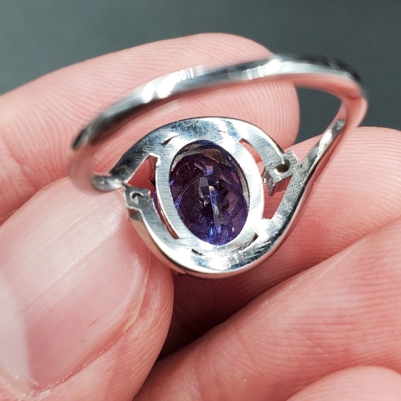 Size 6.25 14K White Gold 3.96 Carat Tanzanite Ring - Picture 10 of 11